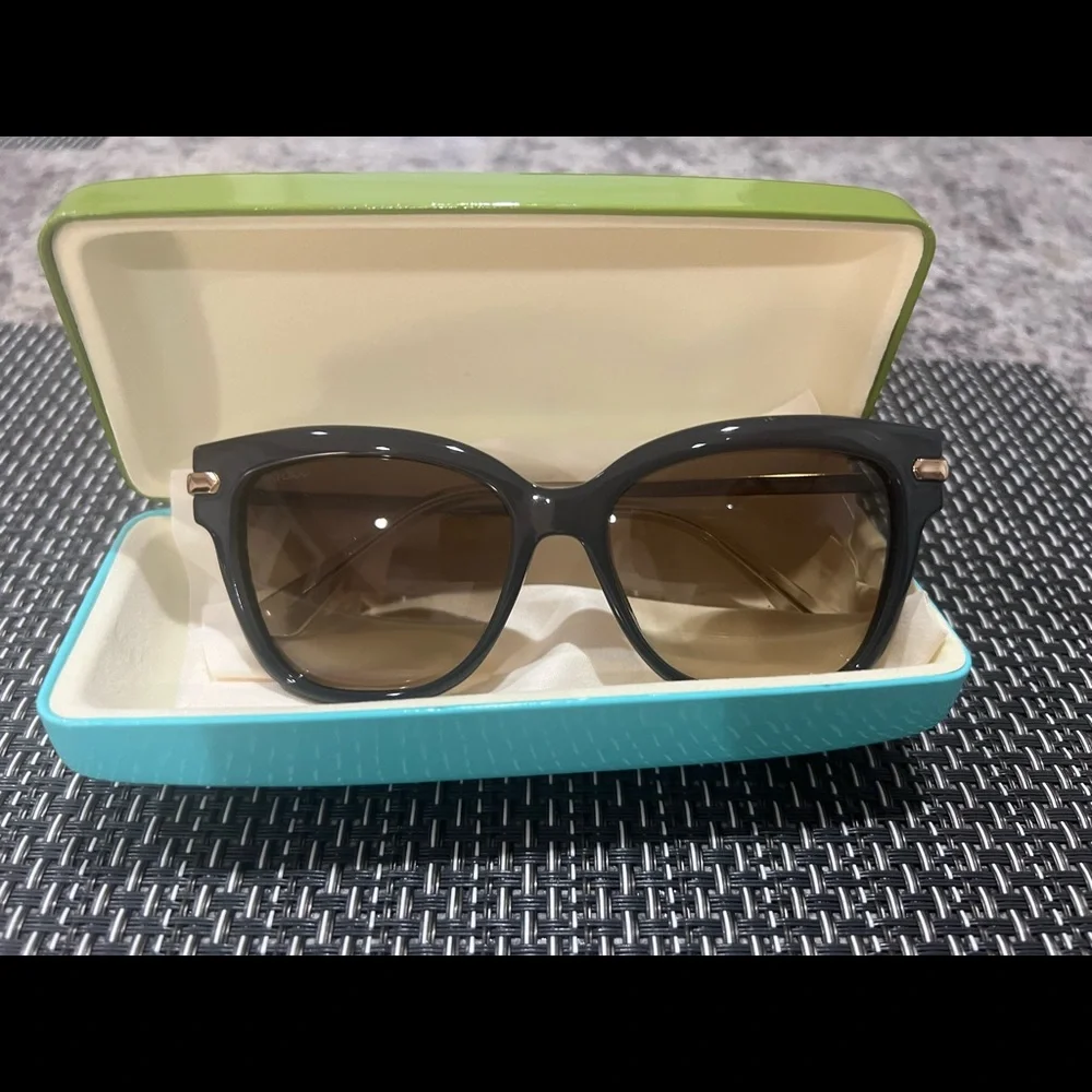 Jimmy Choo Women’s Authentic Olive Green Gold Sides Sunglasses + Kate Spade Case